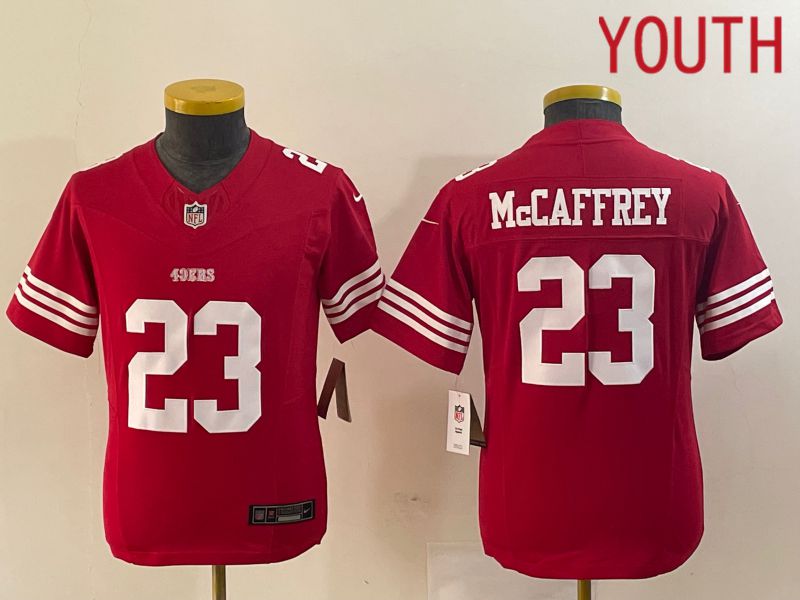 Youth San Francisco 49ers #23 Mccaffrey Red 2023 Nike Vapor Limited NFL Jersey style 3->kansas city chiefs->NFL Jersey